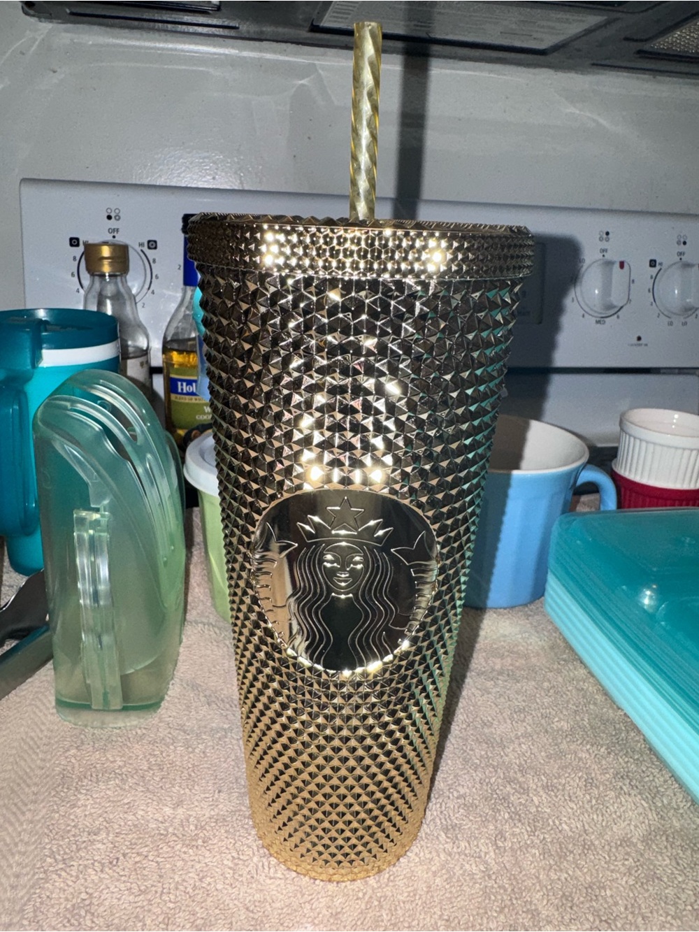 Starbucks Gold Studded Tumbler with Matching Straw